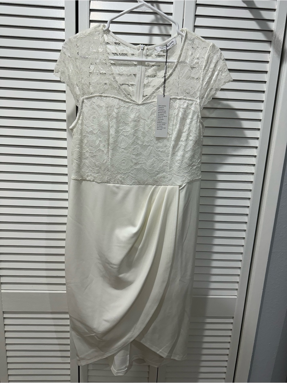 Lace Bodice Midi Dress in white by Kate Kasin